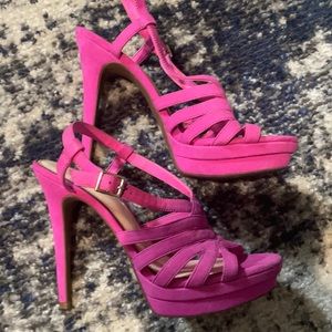 Hot pink strappy heels!